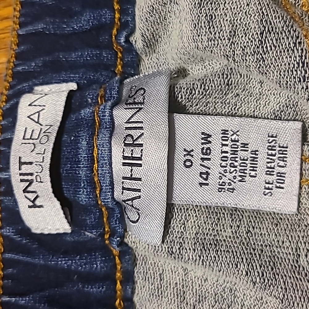 Catherines Knit Jean Pull-On in Blue and White - Size 0X 14/16W - Picture 4 of 8